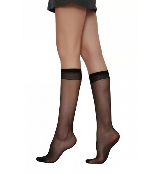 Daymod Lady Fity Parlak Likralı Siyah Dizaltı Çorap