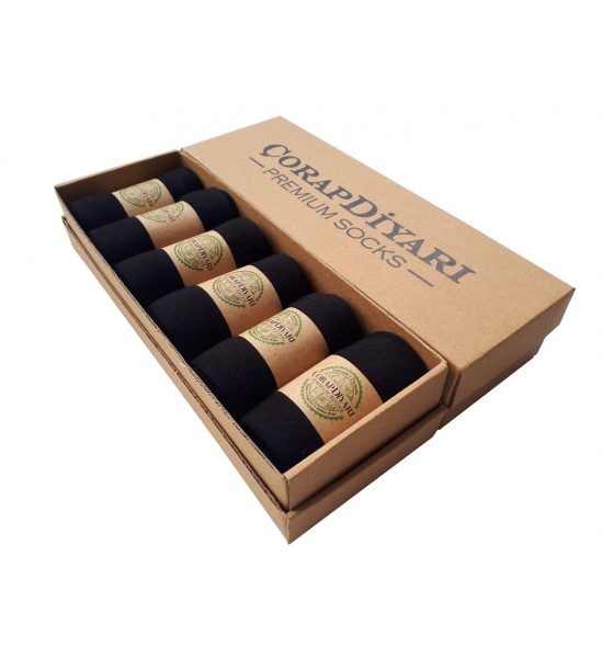Çorapdiyarı Premium 6'lı Dikişsiz Mevsimlik Bambu Erkek Çorap - Siyah 