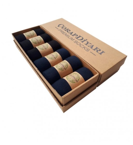 Çorapdiyarı Premium 6'lı Dikişsiz Mevsimlik Bambu Erkek Çorap - Siyah - Lacivert