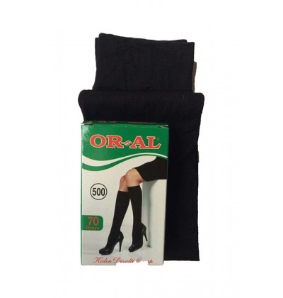 Or-Al 70 Den Kalın Dizaltı Pantalon Çorap 6 Çift Siyah Renk