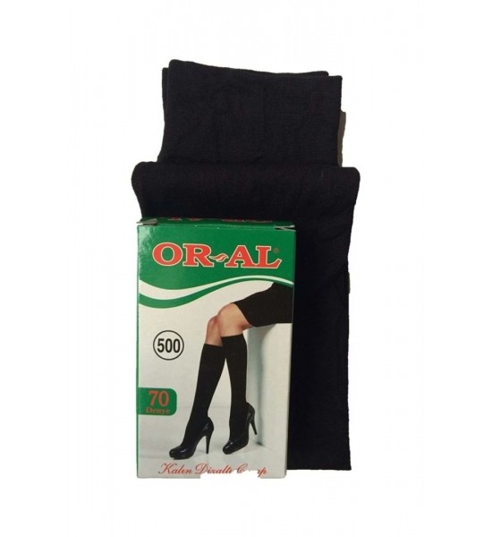 Or-Al 70 Den Kalın Dizaltı Pantalon Çorap 6 Çift Siyah Renk