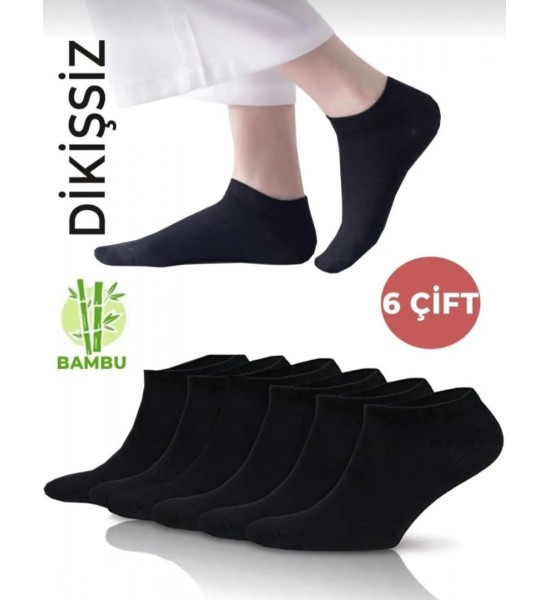 Görünmez Yazlık Çorap Kadın Ve Erkek Çorap Terletmeyen Bambu Siyah Sneaker Çorap