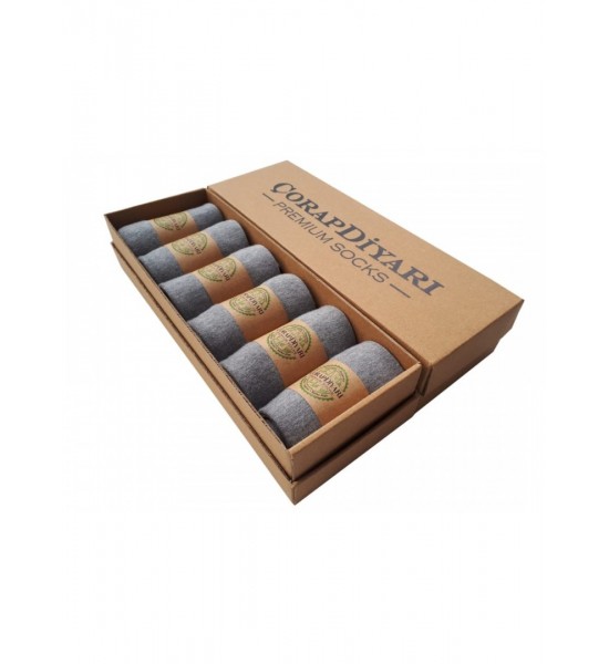 Çorapdiyarı Premium 6'lı Dikişsiz Mevsimlik Bambu Erkek Çorap - Gri