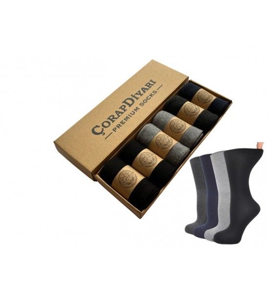Çorapdiyari Premium Serisi 6'lı Sıkmayan Rahat Lastikli Pamuklu Diyabetik Şeker Çorabı (35 - 40 / Garson Boy)